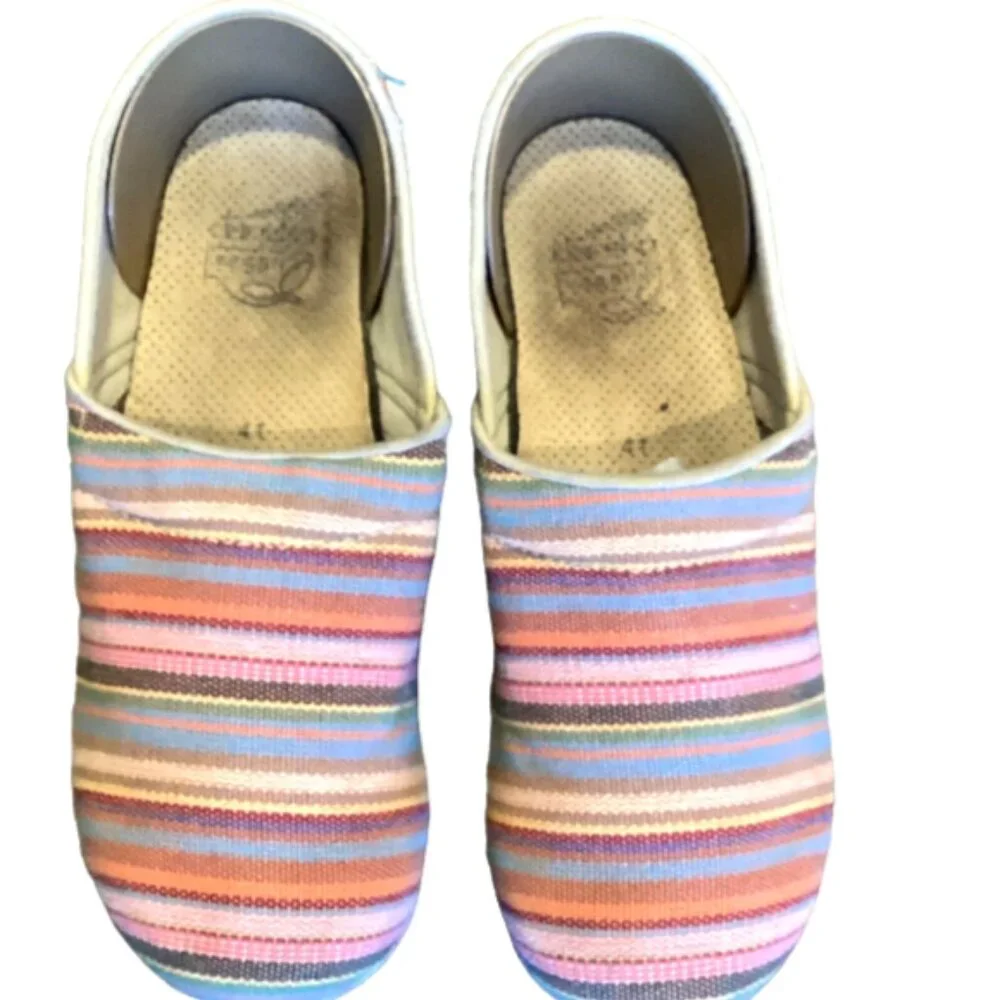 Dansko Clogs Espadrille Comfort Shoe Striped Multi Sz 41‎ (US 10.5-11) 174K